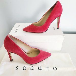 Sandro daphnee v-cut suede heels rouge